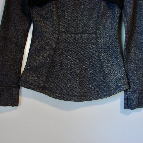 Lululemon Define Jacket Giant Herringbone Black Heathered Thumbholes Size 6 - Picture 15 of 16